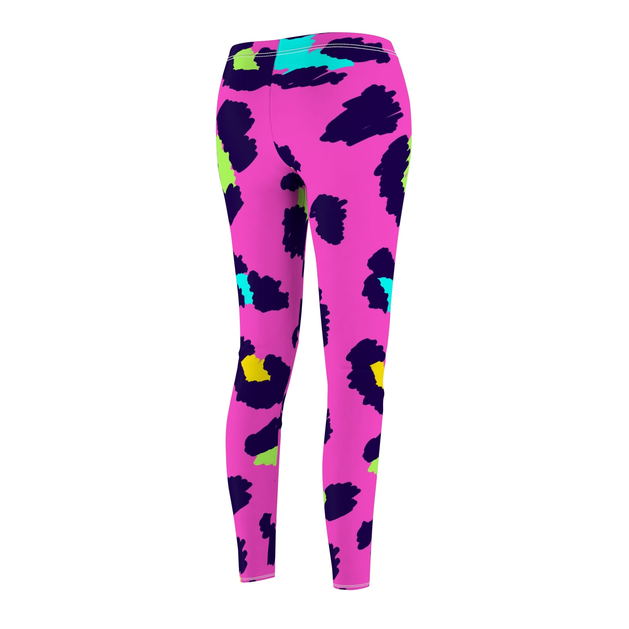 Neon Leopard Print Leggings — Women's Bright Pink Animal Print Activewear