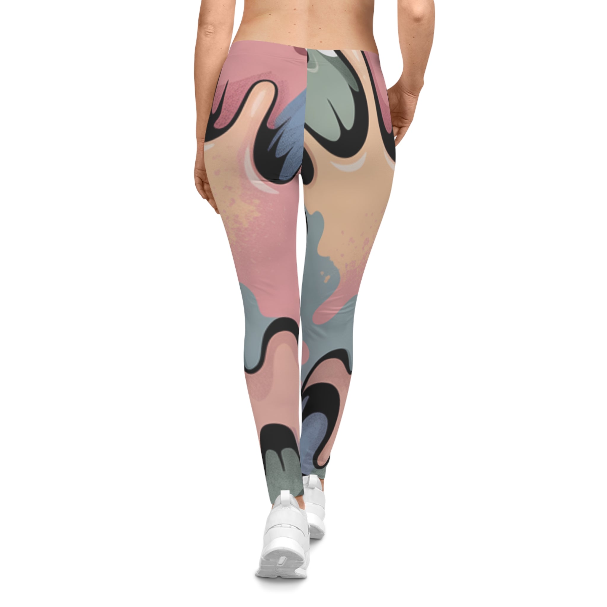 Abstract Pastel Swirl Leggings — Women's Casual AOP Print