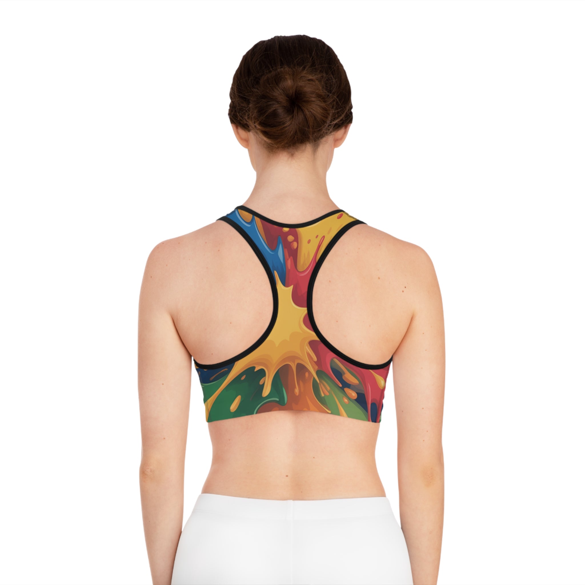 Color Splash Sports Bra — Vibrant All-Over-Print Activewear