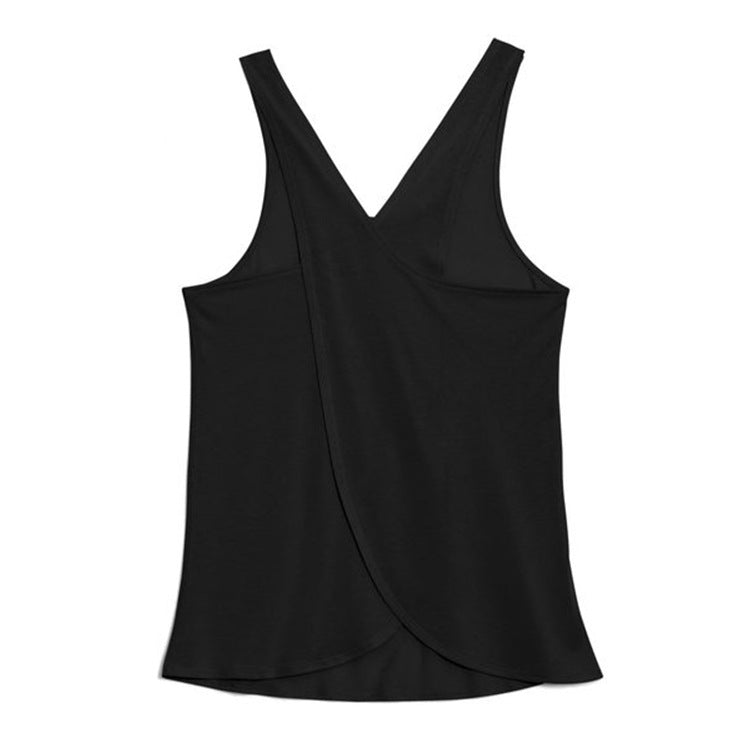 Women's Activewear: Solid Wrap Back Sports Tank Tops - Sleeveless, Breathable & Asymmetrical Hem Fit - Perfect For Fitness & Wor