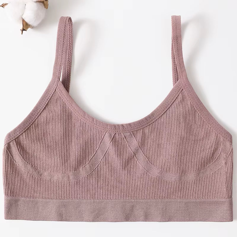 Sports Bra Padded Tube Top Women Crop Top Seamless Underwear Female Streetwear Tank Top Removable Pads Push-Up Bra Solid Camis