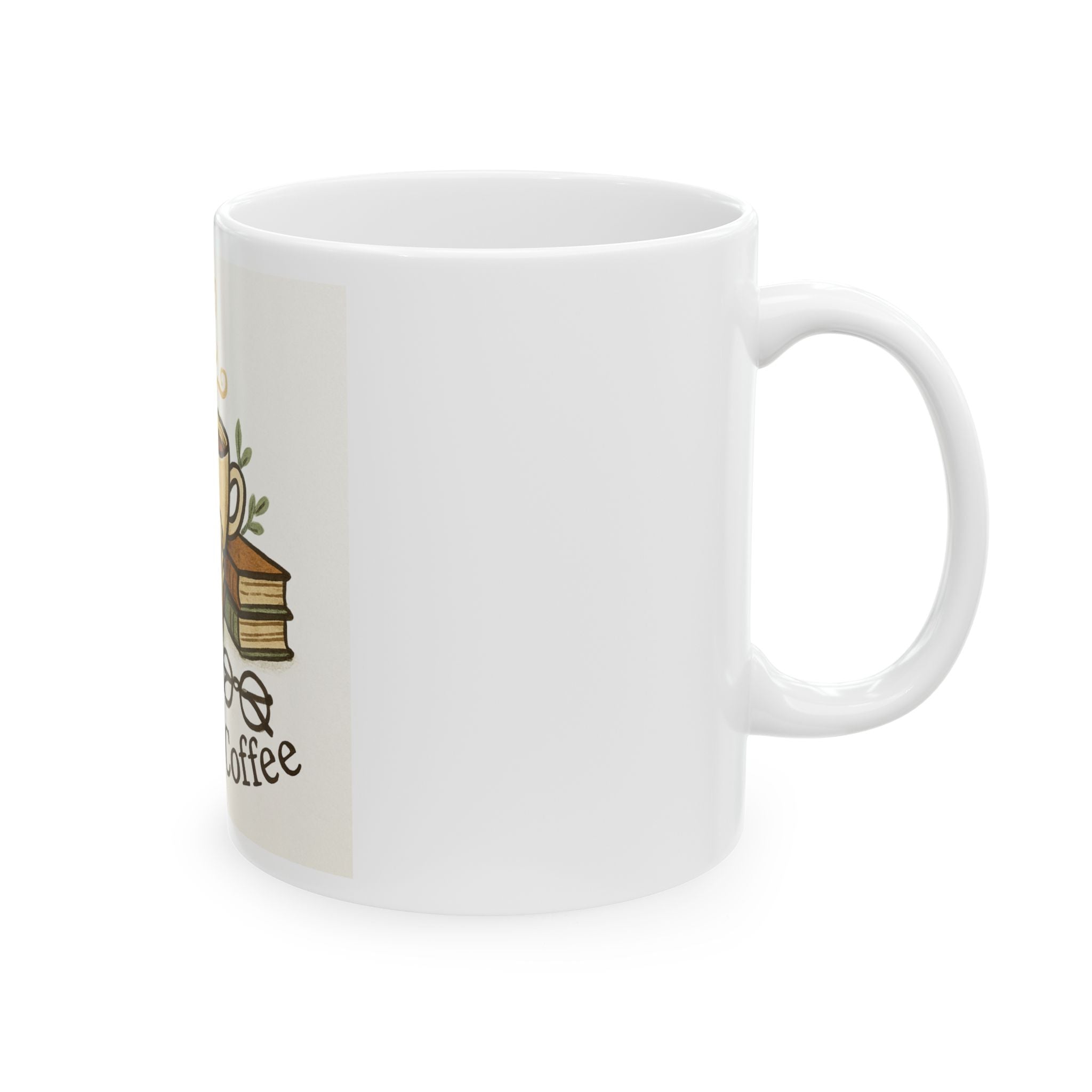 Books & Coffee Ceramic Mug — Cozy Reading Coffee Cup (11oz/15oz)