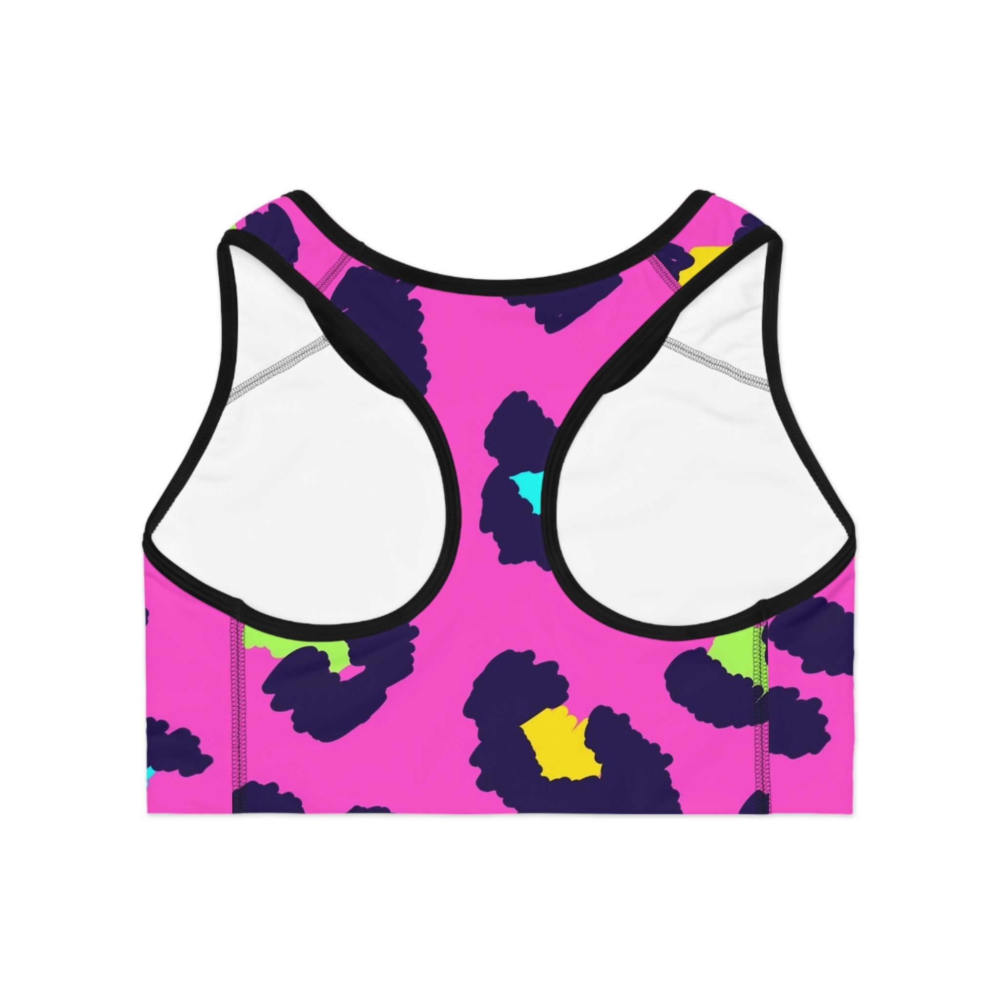 Neon Leopard Sports Bra – Bright Pink All-Over-Print Activewear