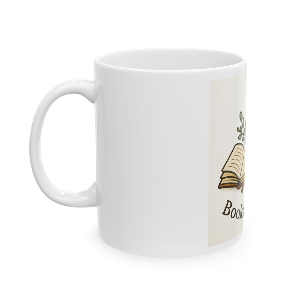Books & Coffee Ceramic Mug — Cozy Reading Coffee Cup (11oz/15oz)