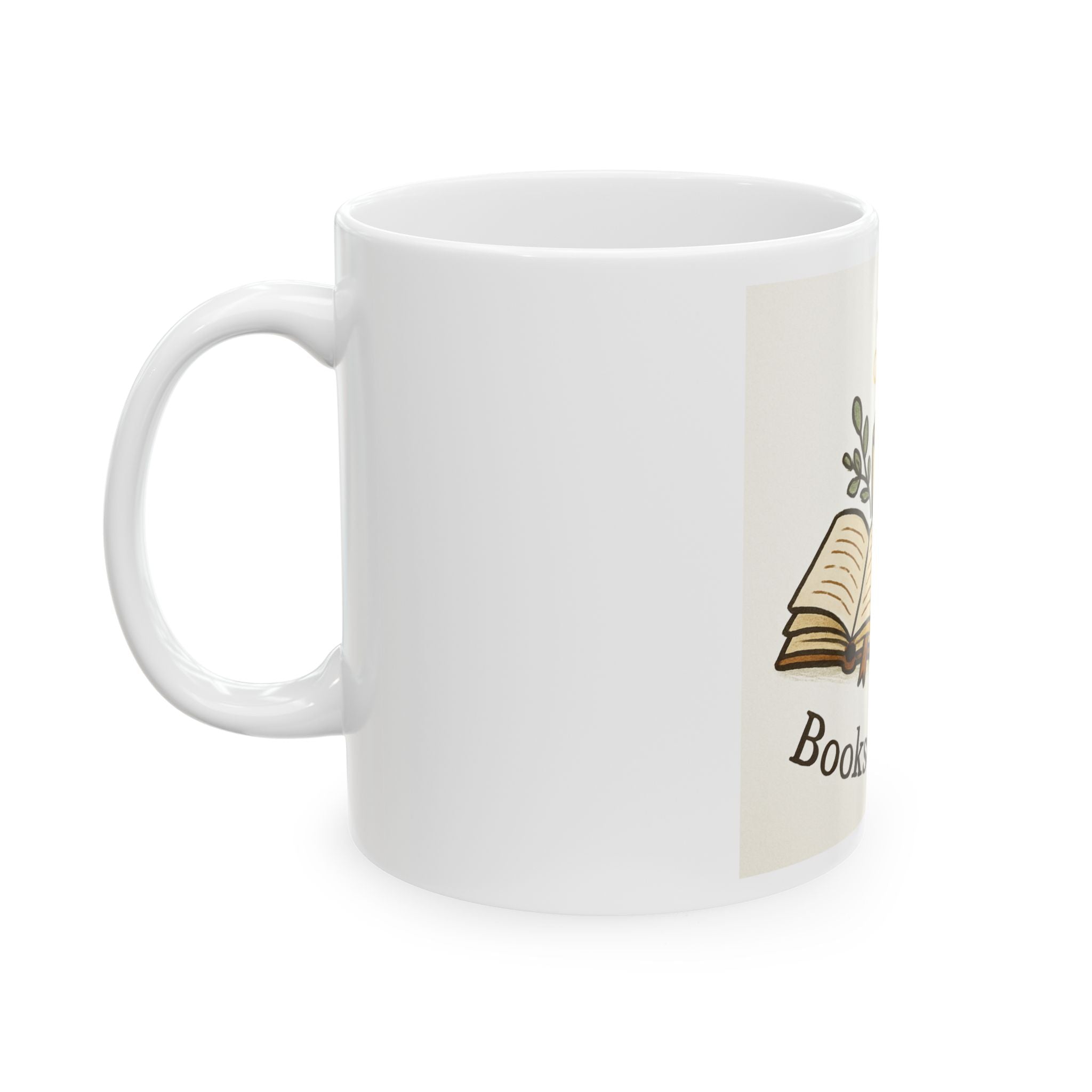 Books & Coffee Ceramic Mug — Cozy Reading Coffee Cup (11oz/15oz)