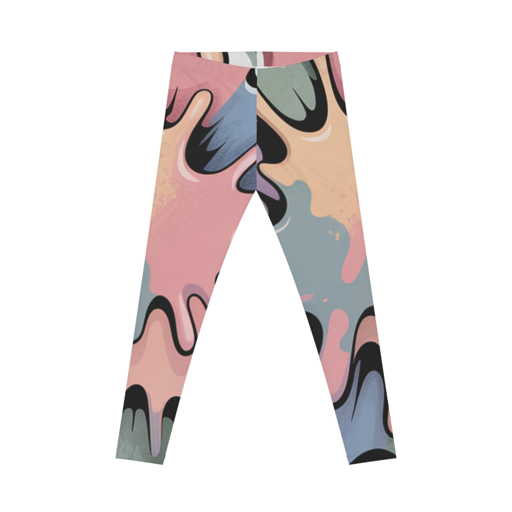Abstract Pastel Swirl Leggings — Women's Casual AOP Print