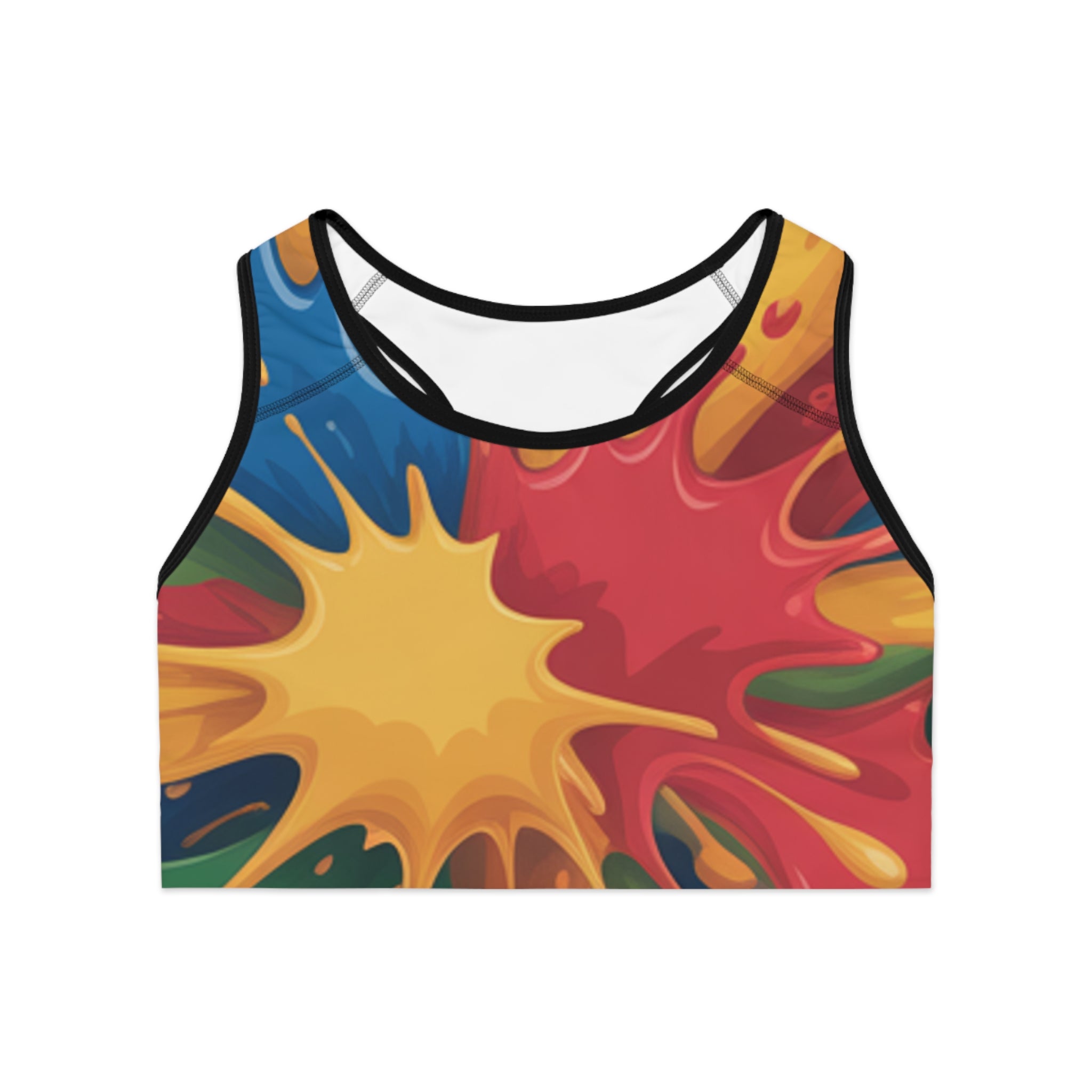 Color Splash Sports Bra — Vibrant All-Over-Print Activewear