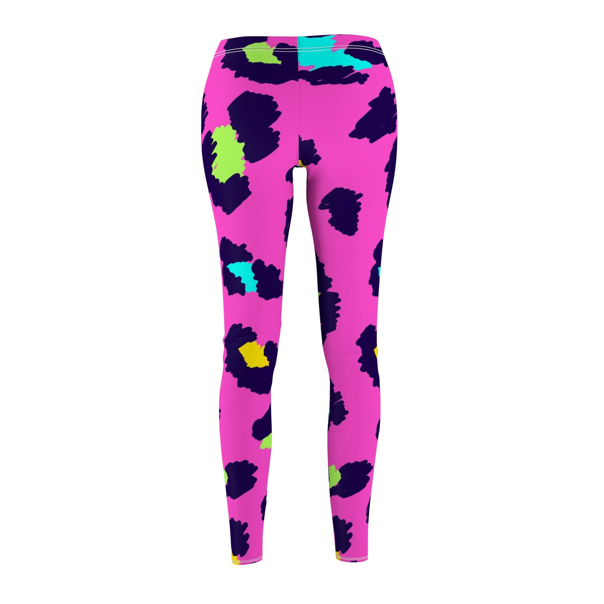 Neon Leopard Print Leggings — Women's Bright Pink Animal Print Activewear