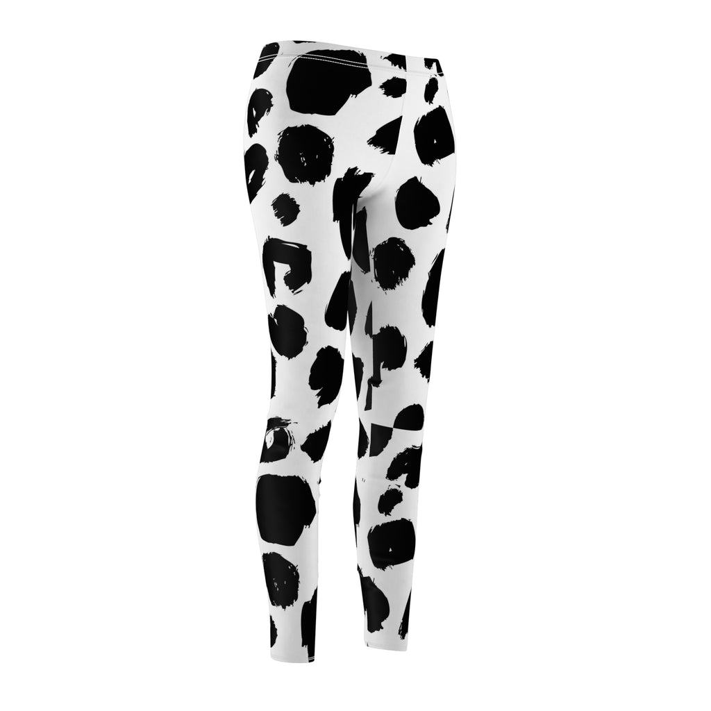 Black & White Cow Print Leggings — Women's Patterned Casual Leggings