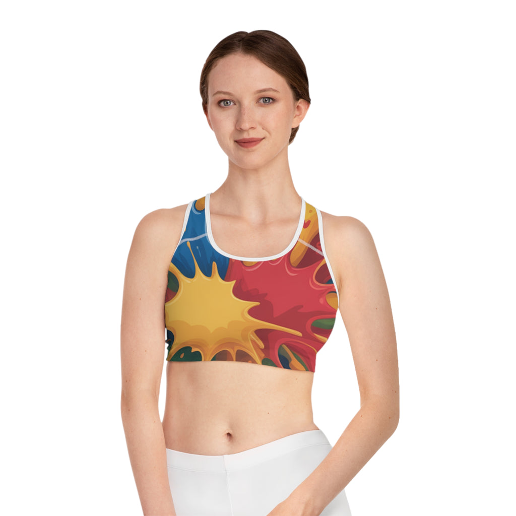 Color Splash Sports Bra — Vibrant All-Over-Print Activewear