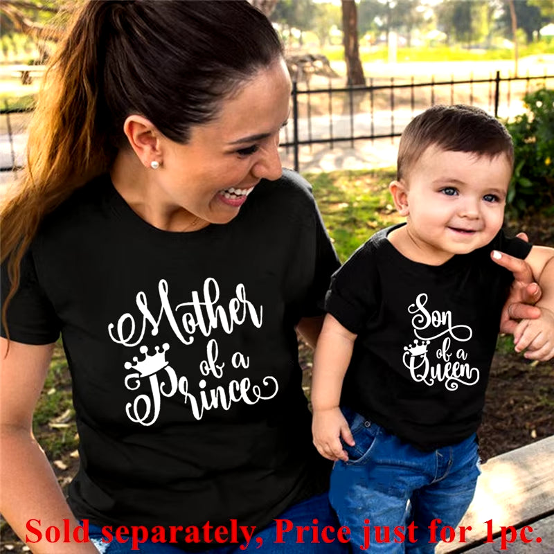 Son of Queen Mother of a Prince Mommy and Son Shirts Mommy and Kid Baby Boy Matching Tshirts Summer Matching Family Tshirts