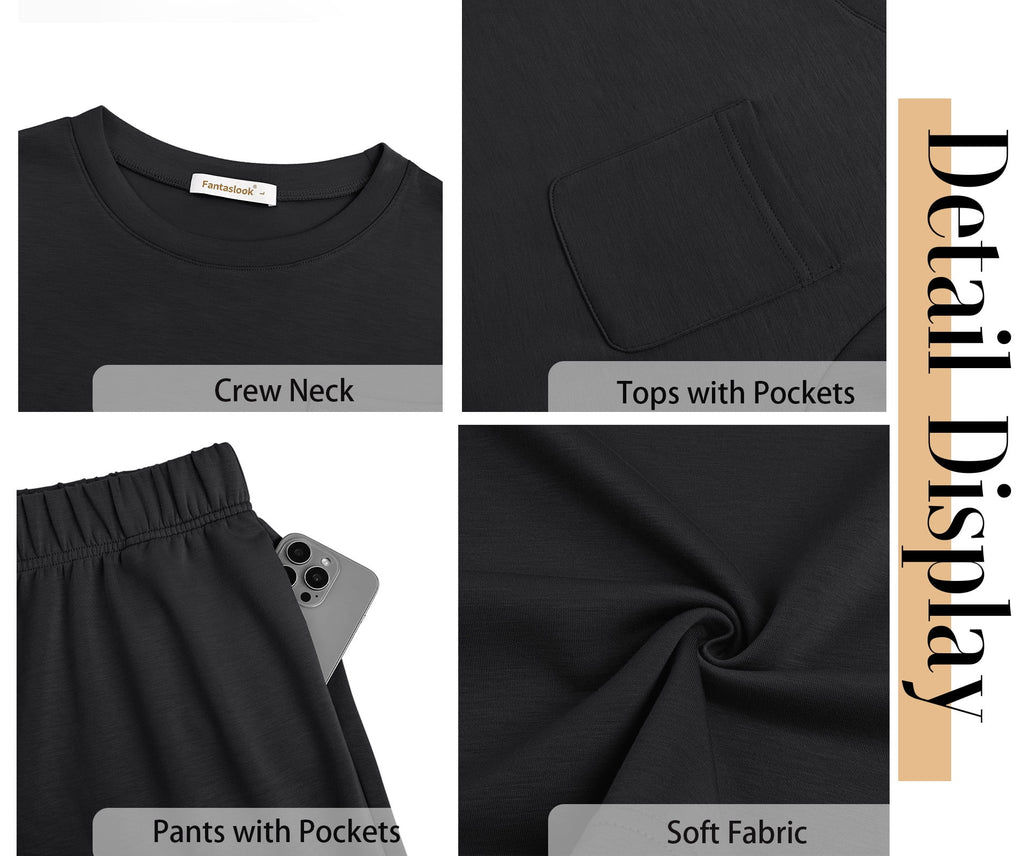 Two Piece  Fall Outfits Long Sleeve Tops Wide Leg Pants Matching Sets Vacation Travel Outfits