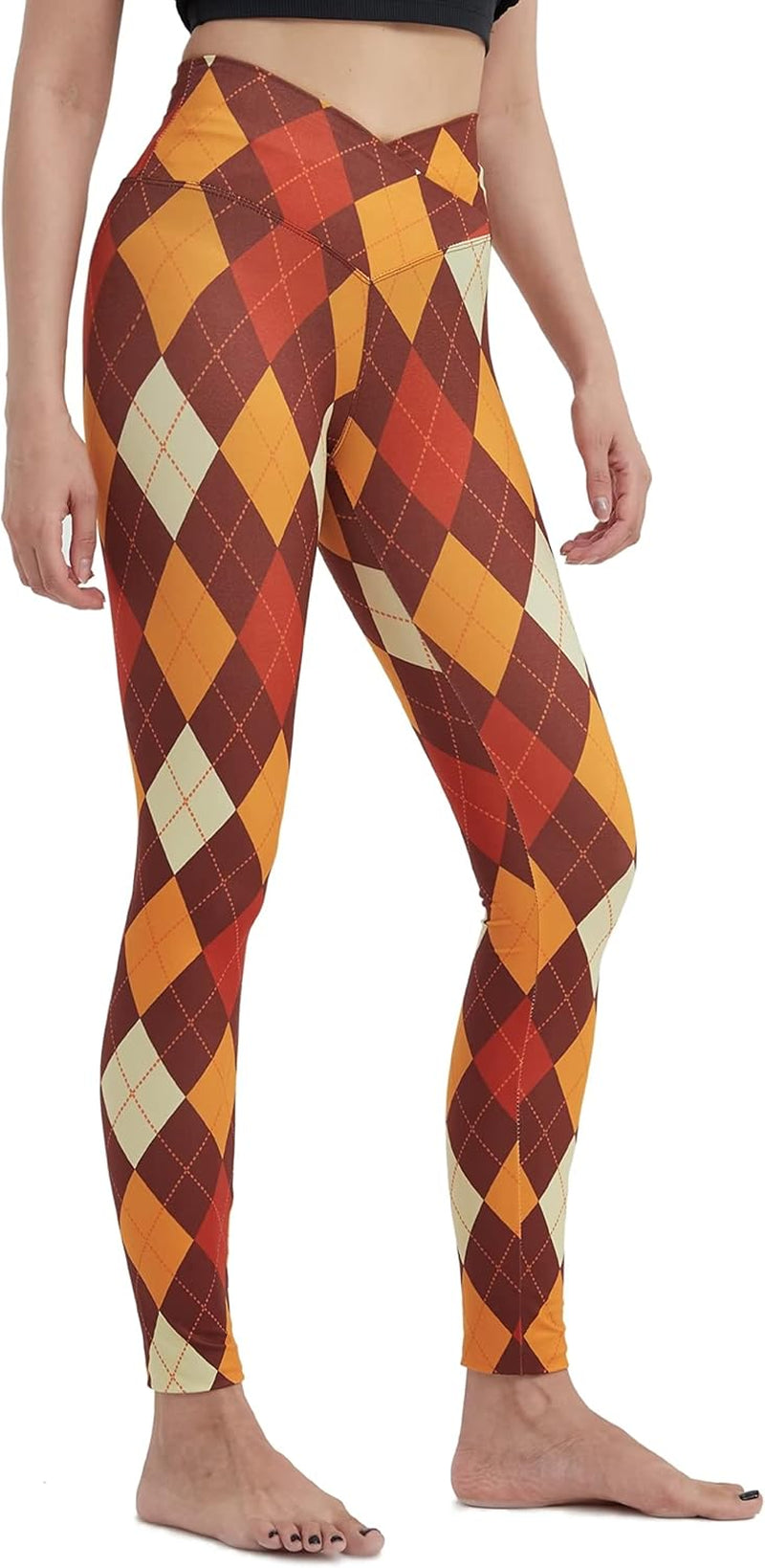 Women'S Christmas Halloween Crossover Leggings High Waisted Buttery Soft Printed Tights 27"