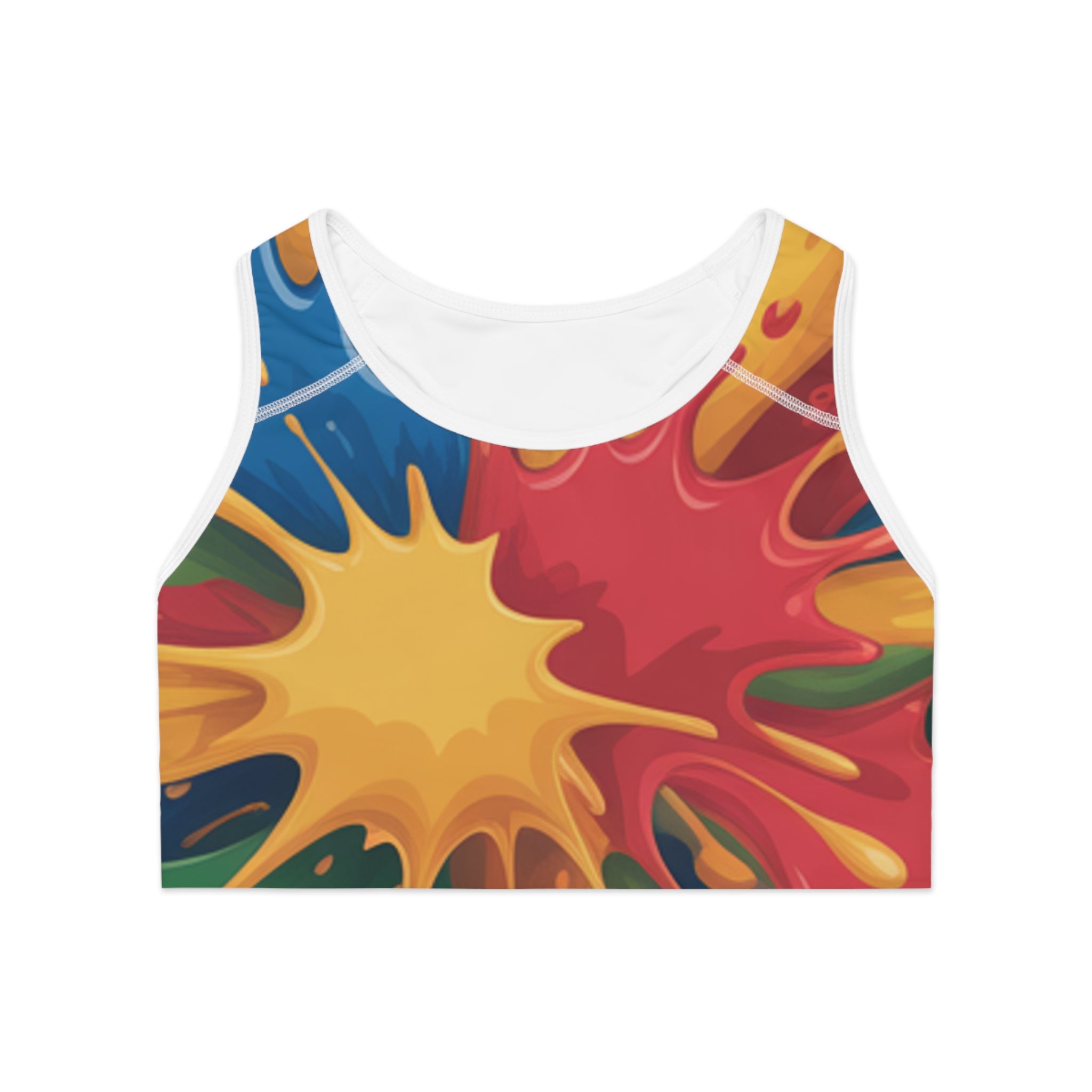 Color Splash Sports Bra — Vibrant All-Over-Print Activewear