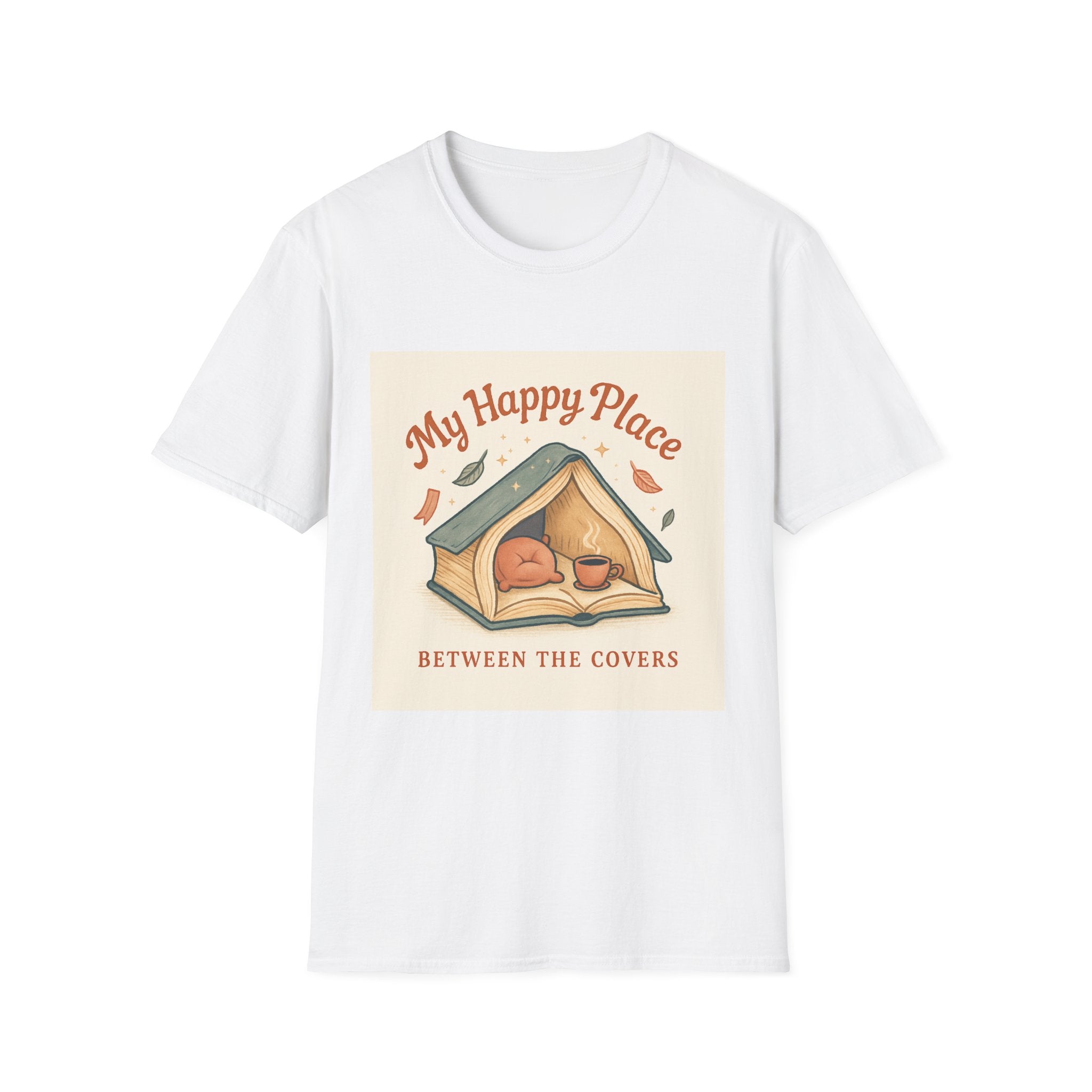 T-Shirt — "My Happy Place Between the Covers" Booklover Reading Tee