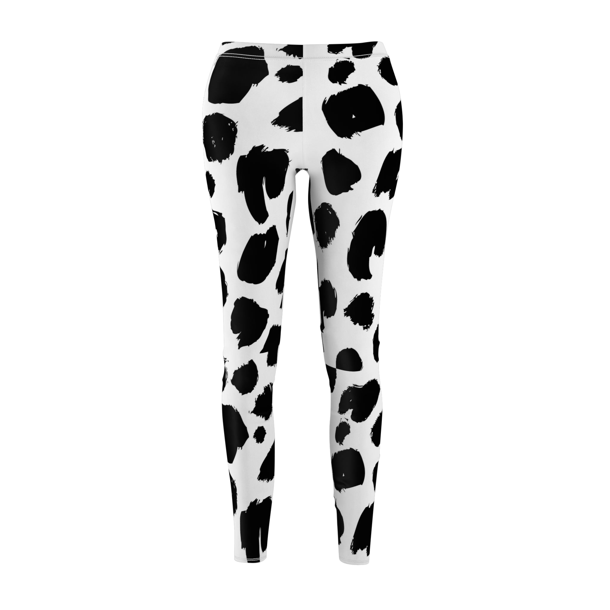 Black & White Cow Print Leggings — Women's Patterned Casual Leggings