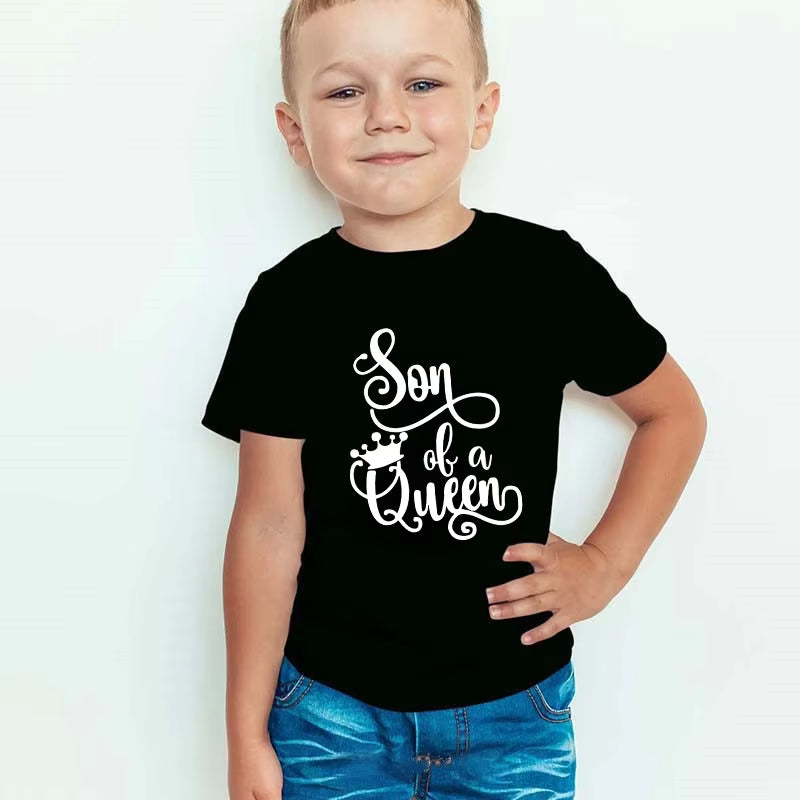 Son of Queen Mother of a Prince Mommy and Son Shirts Mommy and Kid Baby Boy Matching Tshirts Summer Matching Family Tshirts