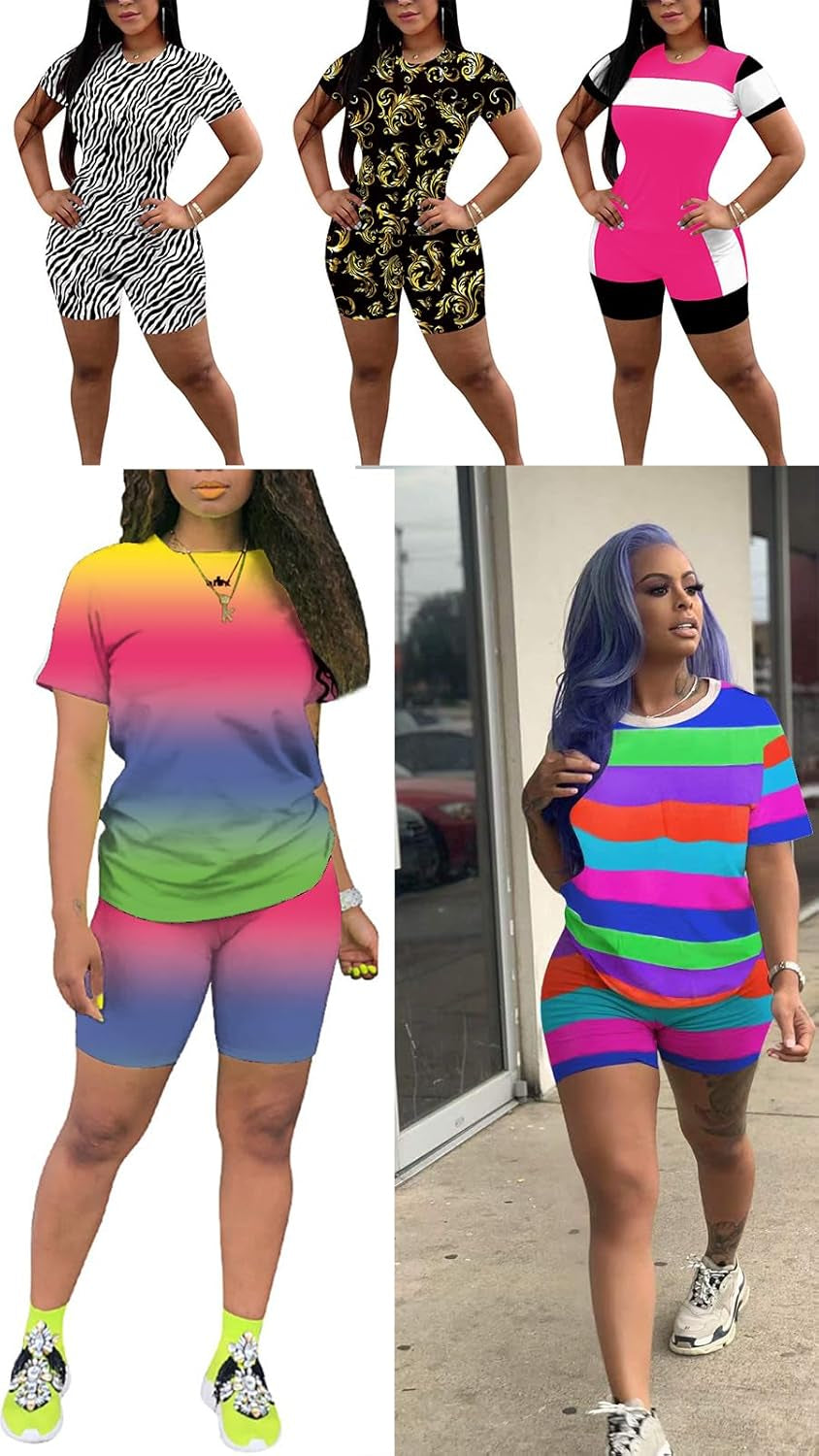 Womens 2 Piece Sports Outfit Tracksuit Shirt Shorts Jogger Bodycon Sets