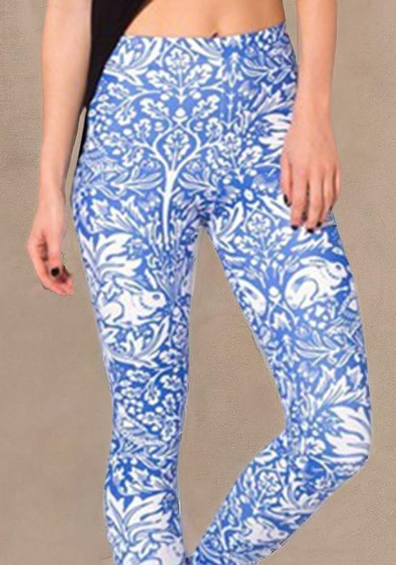 ® Women'S High Waist Pure Color Digital Printted Ankle Elastic Tights Legging