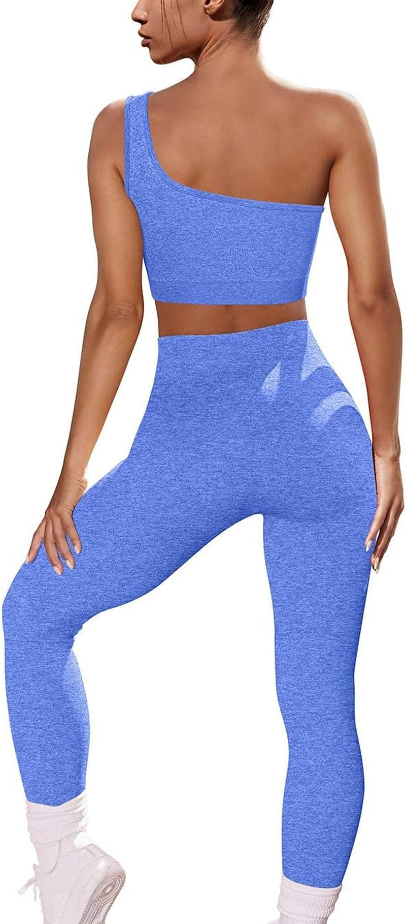 Workout Sets for Women 2 Piece Seamless High Waist Running Leggings Yoga Gym One Shoulder Sports Bra Outfits