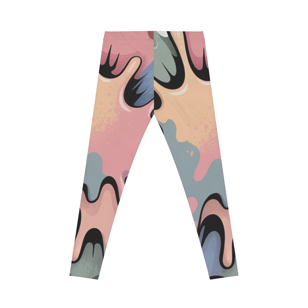 Abstract Pastel Swirl Leggings — Women's Casual AOP Print