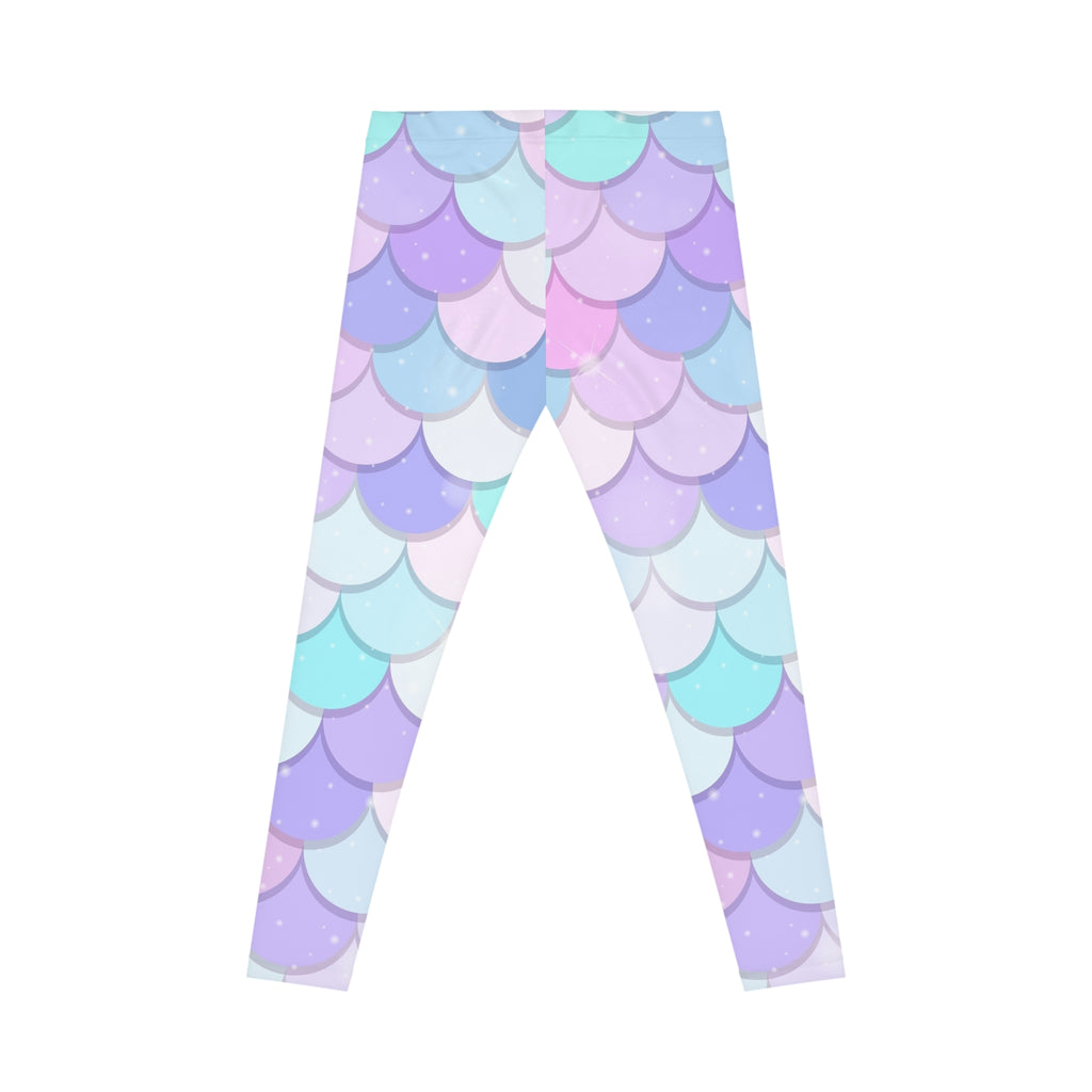 Pastel Mermaid Scale Leggings — Women's Casual All-Over Print