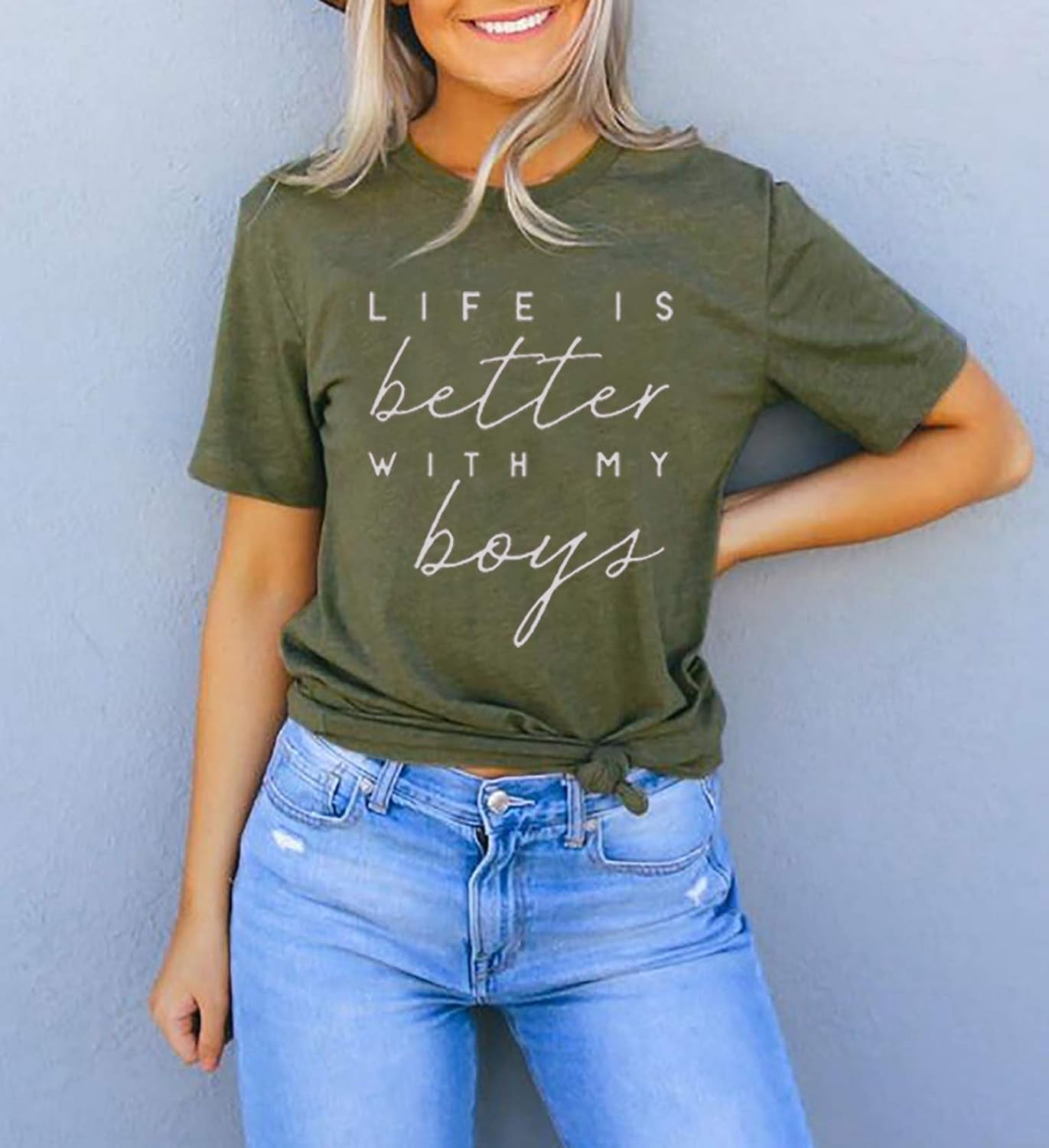 Boy Mom Shirt for Women Mom Shirts Mother Gifts T Shirt Mom of Boys Funny Tops Tees