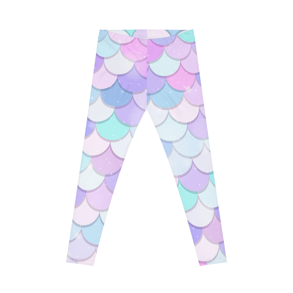 Pastel Mermaid Scale Leggings — Women's Casual All-Over Print