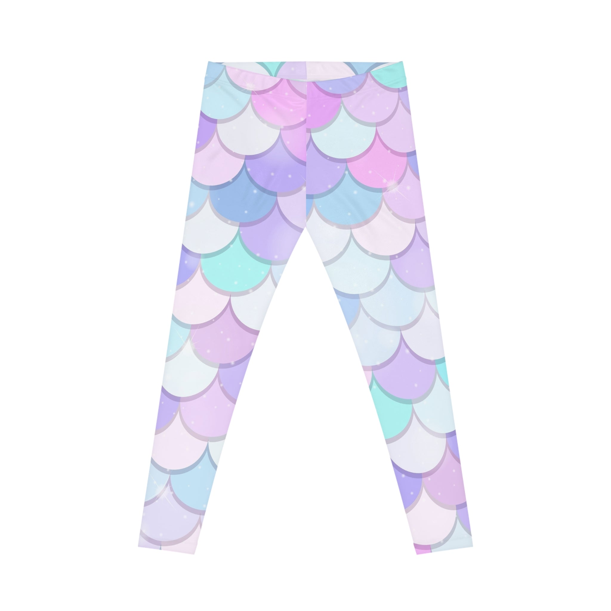 Pastel Mermaid Scale Leggings — Women's Casual All-Over Print