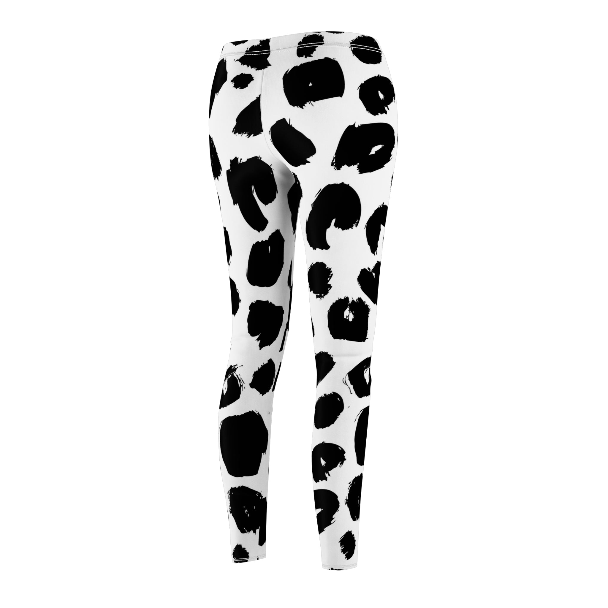 Black & White Cow Print Leggings — Women's Patterned Casual Leggings