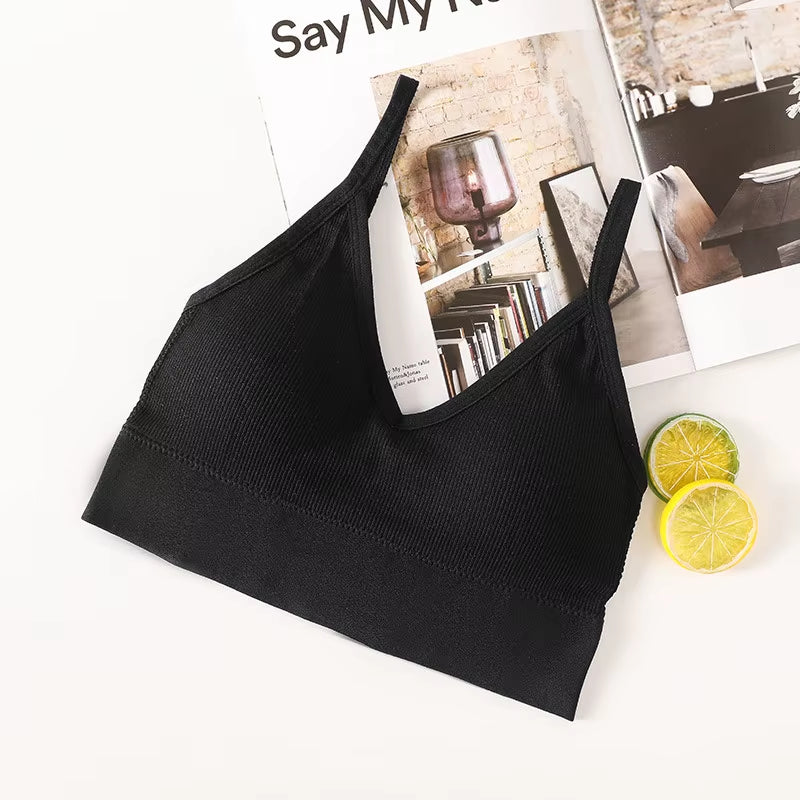 Sports Bra Padded Tube Top Women Crop Top Seamless Underwear Female Streetwear Tank Top Removable Pads Push-Up Bra Solid Camis