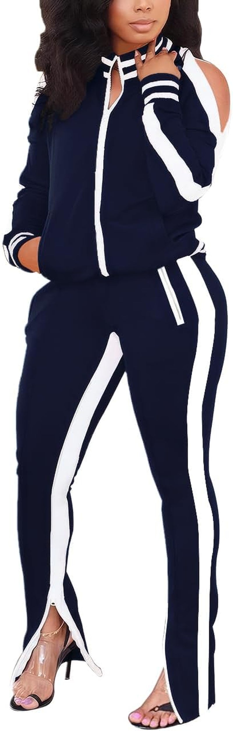 Women Casual 2 Piece Outfit Long Pant Set Sweatsuits Tracksuits