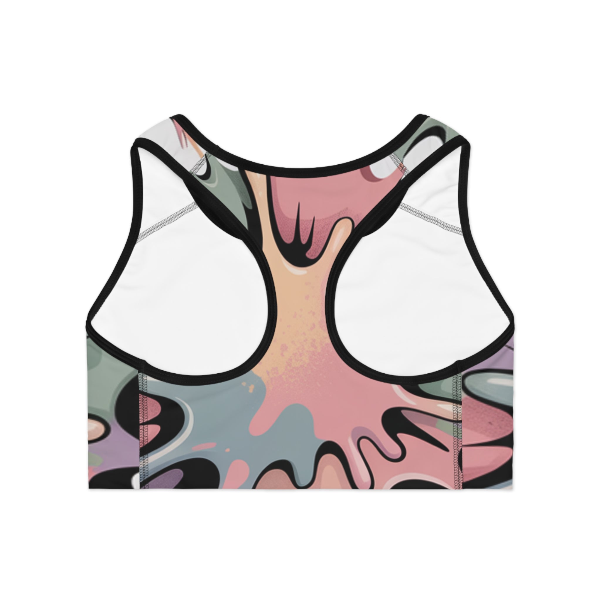 Abstract Splash Sports Bra — Colorful Floral-Inspired All-Over Print Activewear