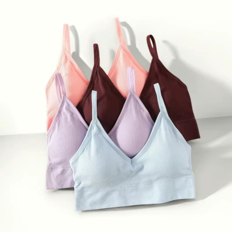 Sports Bra Padded Tube Top Women Crop Top Seamless Underwear Female Streetwear Tank Top Removable Pads Push-Up Bra Solid Camis