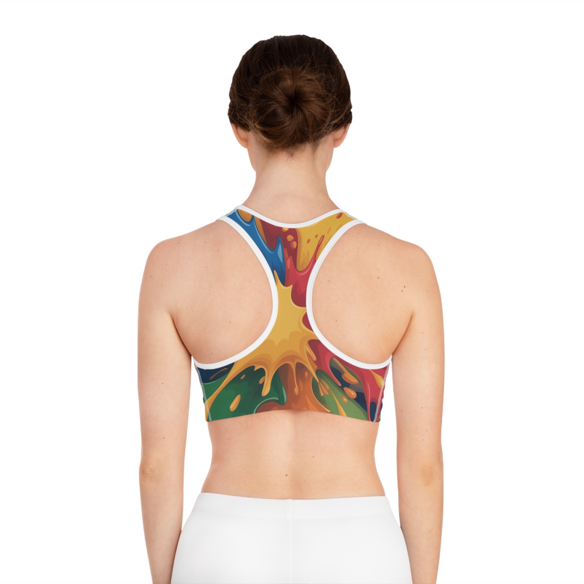 Color Splash Sports Bra — Vibrant All-Over-Print Activewear
