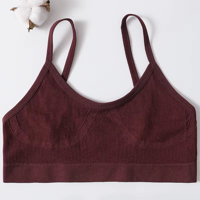 Sports Bra Padded Tube Top Women Crop Top Seamless Underwear Female Streetwear Tank Top Removable Pads Push-Up Bra Solid Camis