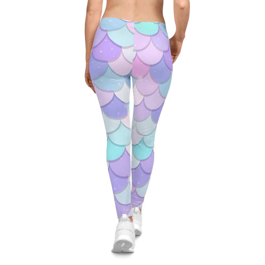 Pastel Mermaid Scale Leggings — Women's Casual All-Over Print