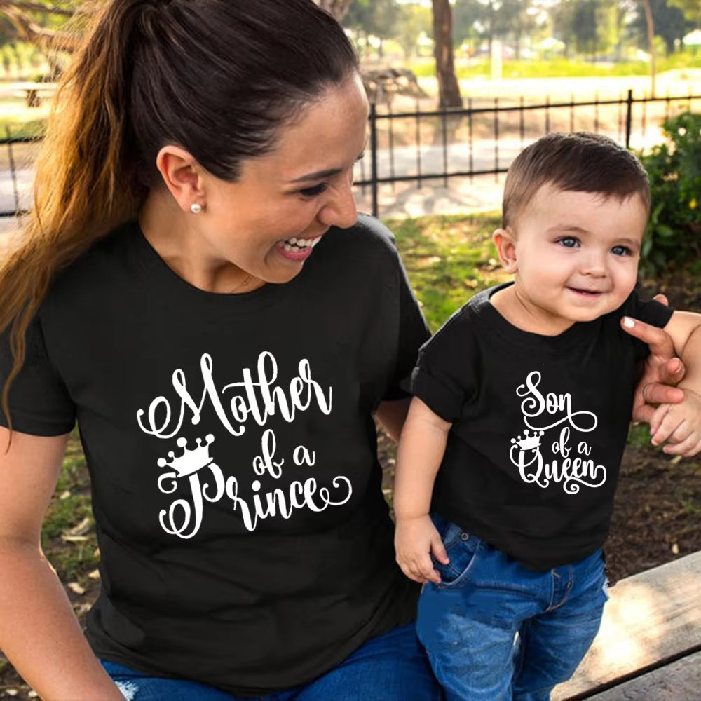 Son of Queen Mother of a Prince Mommy and Son Shirts Mommy and Kid Baby Boy Matching Tshirts Summer Matching Family Tshirts