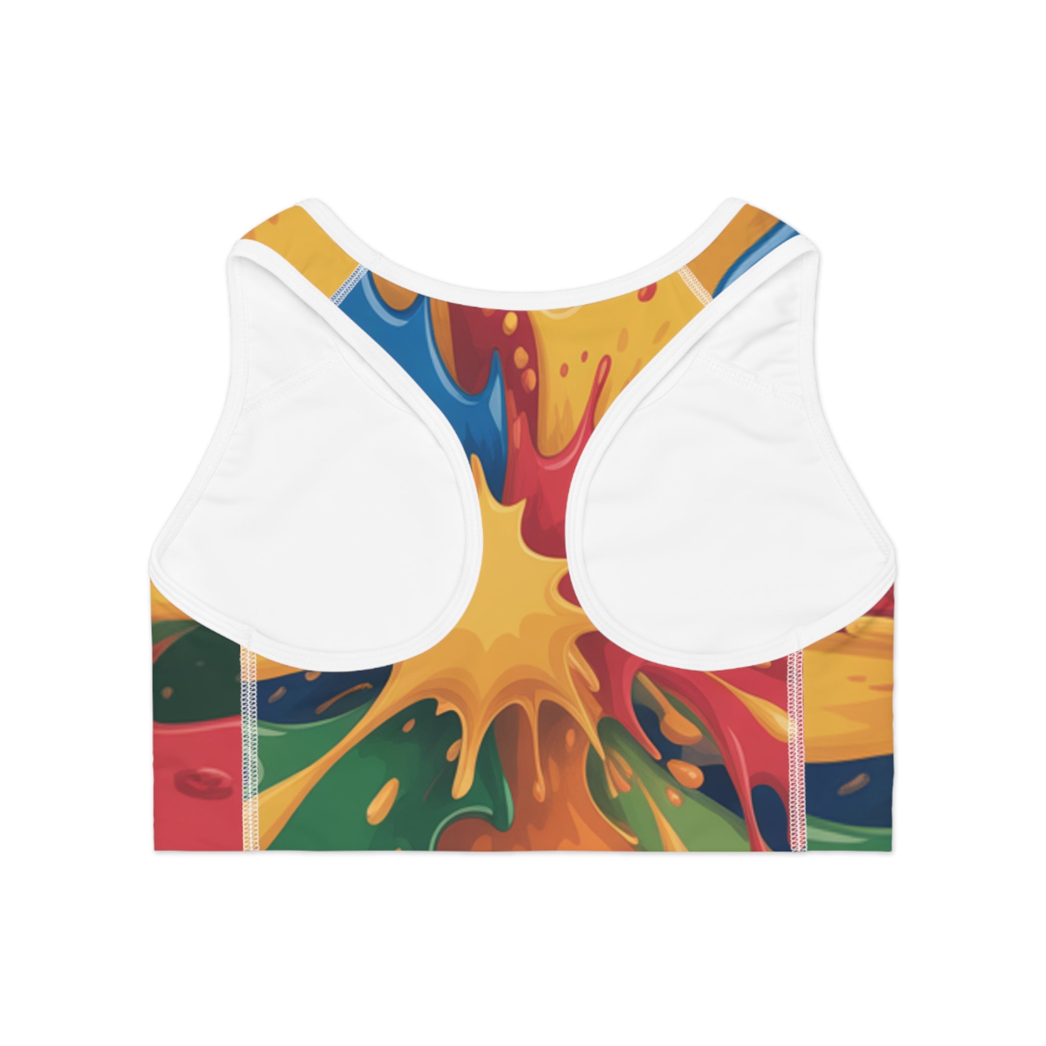 Color Splash Sports Bra — Vibrant All-Over-Print Activewear
