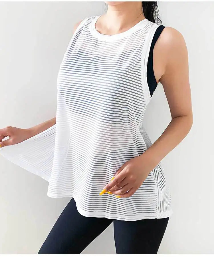 Sexy Open Back Sport T-shirt Women Gym Tank top Loose Sportswear Breathable Workout Tank Top Sleeveless Fitness Yoga T shirt top