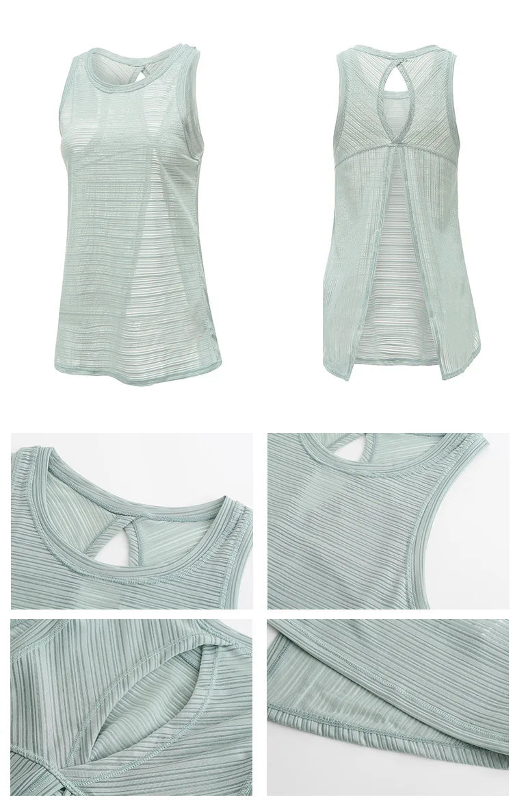 Sexy Open Back Sport T-shirt Women Gym Tank top Loose Sportswear Breathable Workout Tank Top Sleeveless Fitness Yoga T shirt top