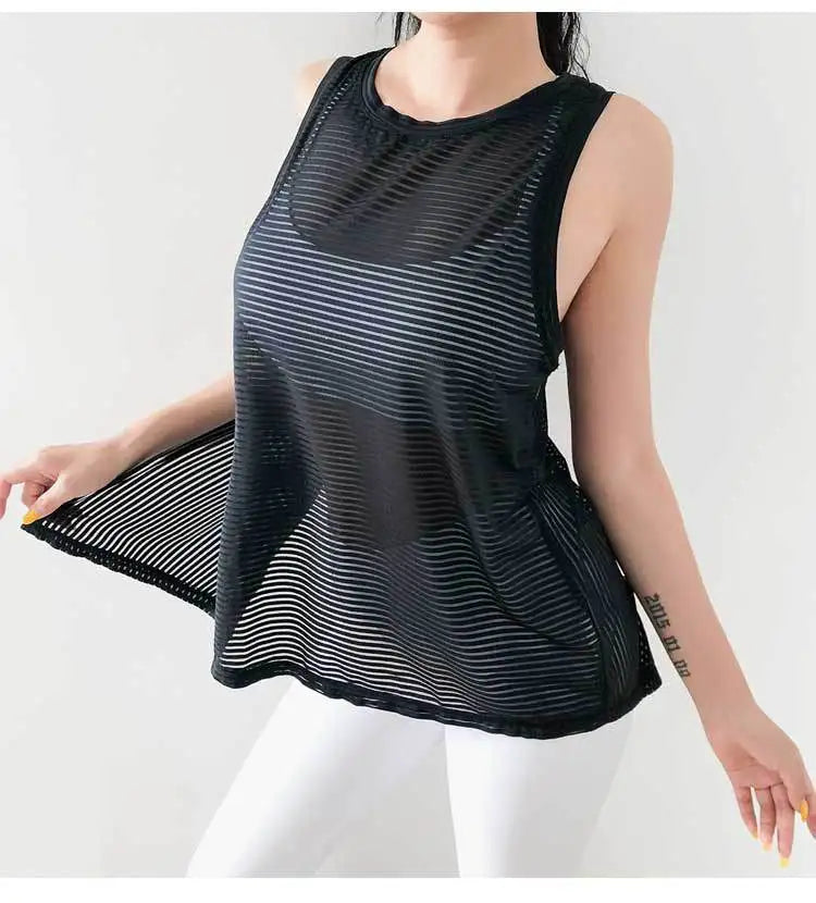 Sexy Open Back Sport T-shirt Women Gym Tank top Loose Sportswear Breathable Workout Tank Top Sleeveless Fitness Yoga T shirt top