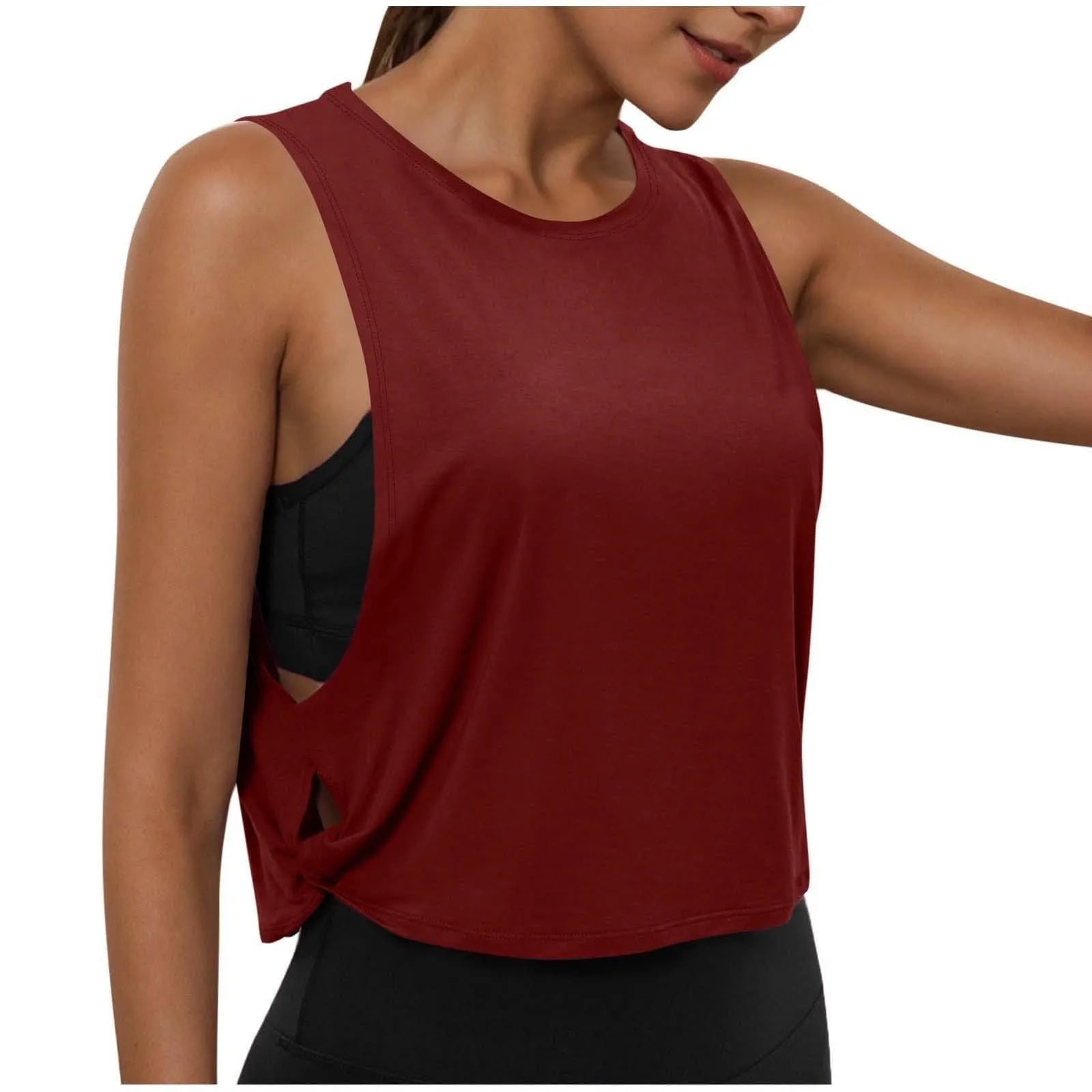 Women Sleeveless Yoga Tops Breathable Blouse Cover Up Gym Workout Cool T-Shirt Running Short Tank Crop Top Athletic Vest