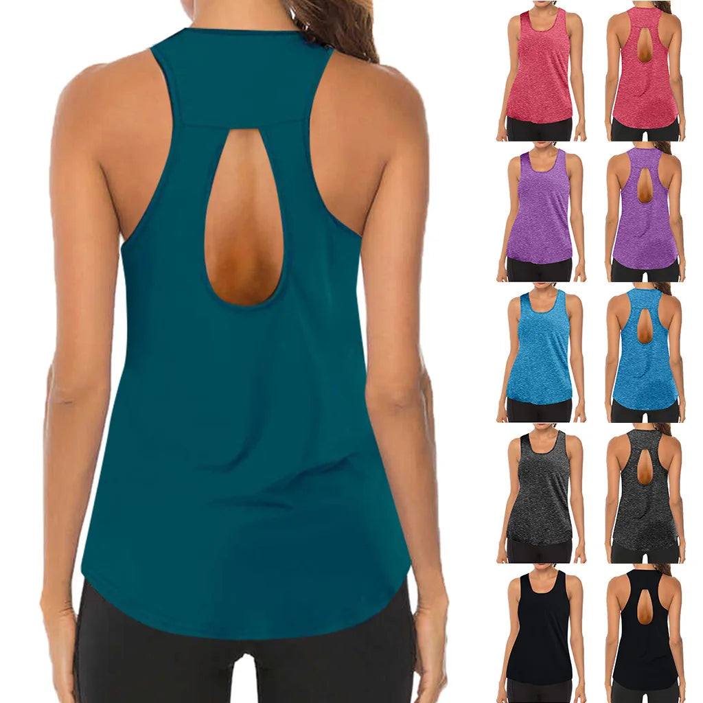 Women Yoga Tops  Sexy Tank Tops Loose Thin Sports Vest Breathable Sleeveless T-shirt Gym Fitness Running Shirts Girls