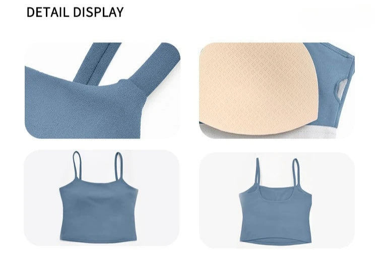 GYM Tank Top with Built in Bra Women's Yoga Clothing Running Square Neck Fitness Vest Beautiful Back Sports Workout Yoga Vest