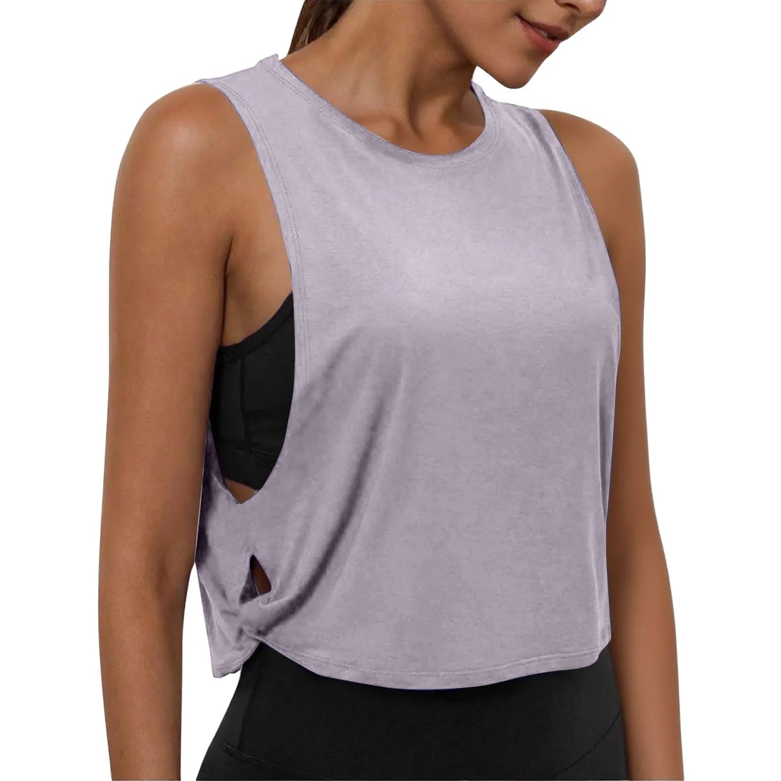 Women Sleeveless Yoga Tops Breathable Blouse Cover Up Gym Workout Cool T-Shirt Running Short Tank Crop Top Athletic Vest