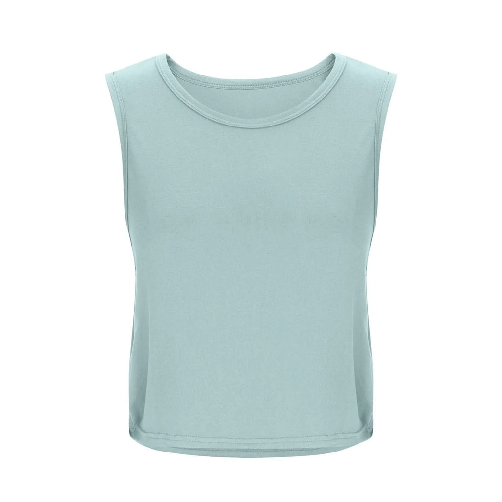 Women Sleeveless Yoga Tops Breathable Blouse Cover Up Gym Workout Cool T-Shirt Running Short Tank Crop Top Athletic Vest