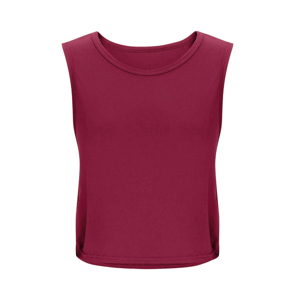 Women Sleeveless Yoga Tops Breathable Blouse Cover Up Gym Workout Cool T-Shirt Running Short Tank Crop Top Athletic Vest