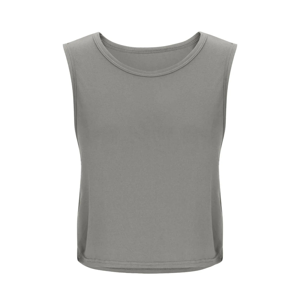 Women Sleeveless Yoga Tops Breathable Blouse Cover Up Gym Workout Cool T-Shirt Running Short Tank Crop Top Athletic Vest