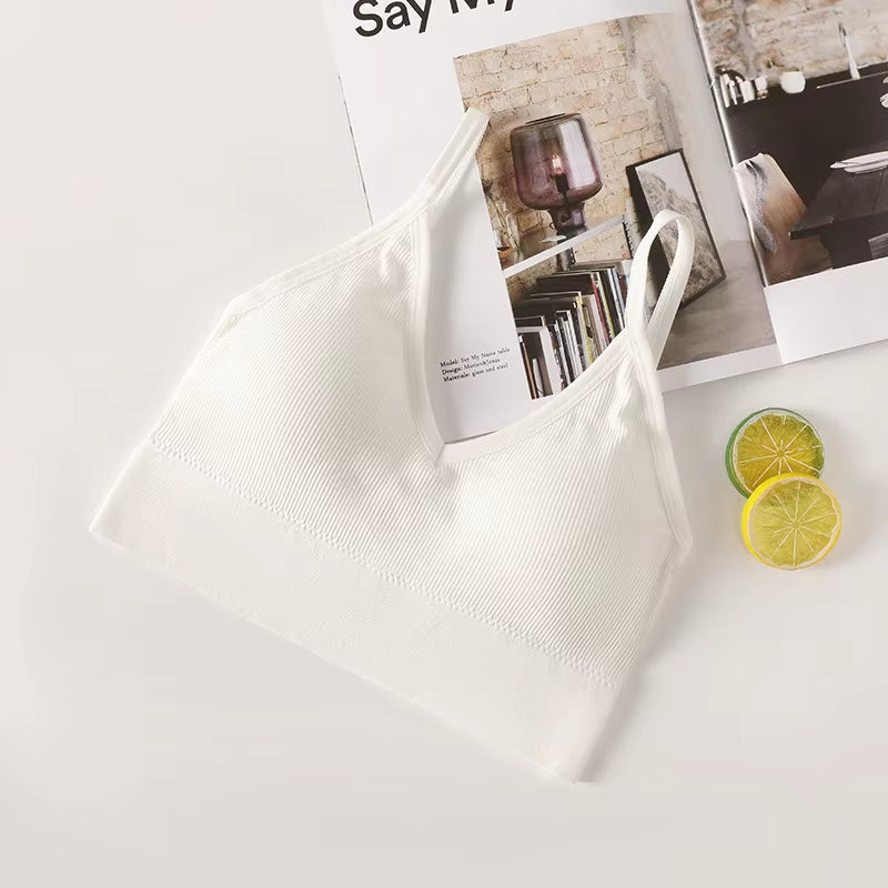 Sports Bra Padded Tube Top Women Crop Top Seamless Underwear Female Streetwear Tank Top Removable Pads Push-Up Bra Solid Camis